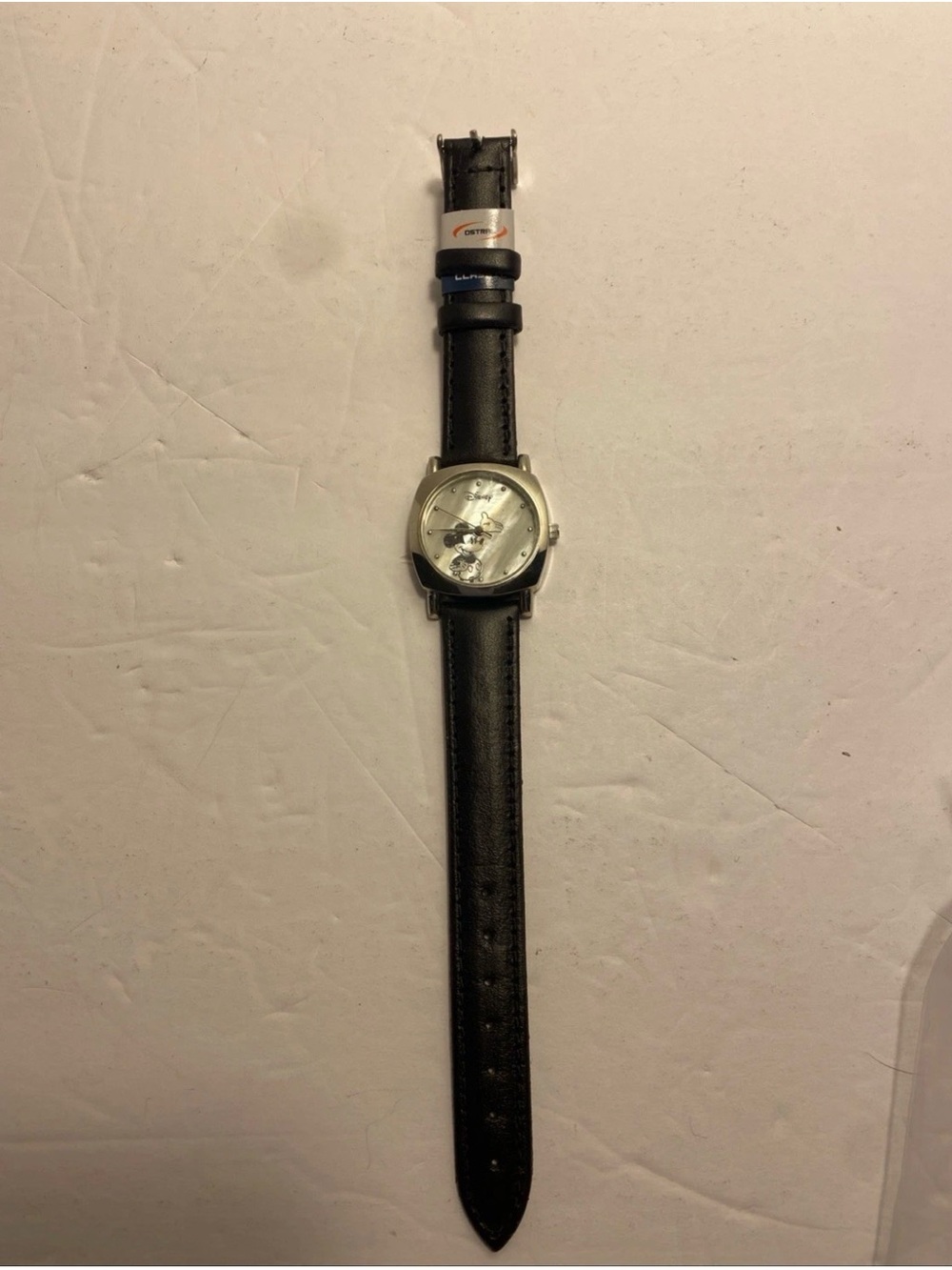 Vtg Disney Mickey Mouse Watch Mother of Pearl Accutime Japan New Band/Battery